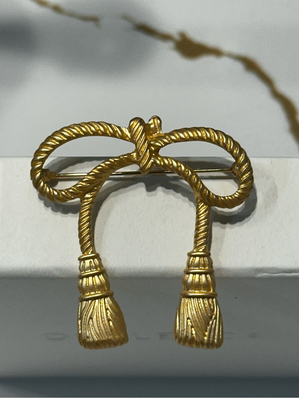 Gold Rope Bow Tassel Brooch